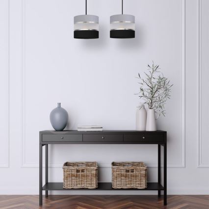 Κρεμαστό φωτιστικό οροφής HELEN 2xE27/15W/230V μαύρο/γκρι/ασημί