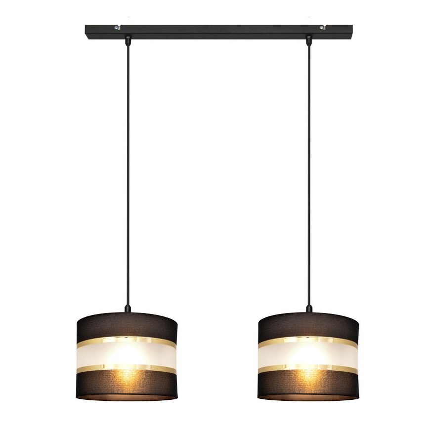 Κρεμαστό φωτιστικό οροφής HELEN 2xE27/15W/230V μαύρο/χρυσό