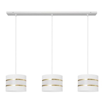 Κρεμαστό φωτιστικό οροφής HELEN 3xE27/15W/230V λευκό/χρυσό