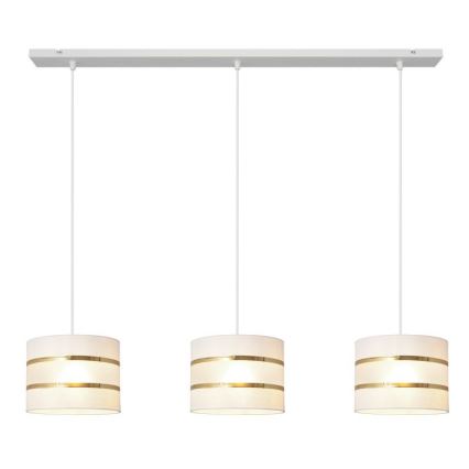 Κρεμαστό φωτιστικό οροφής HELEN 3xE27/15W/230V λευκό/χρυσό