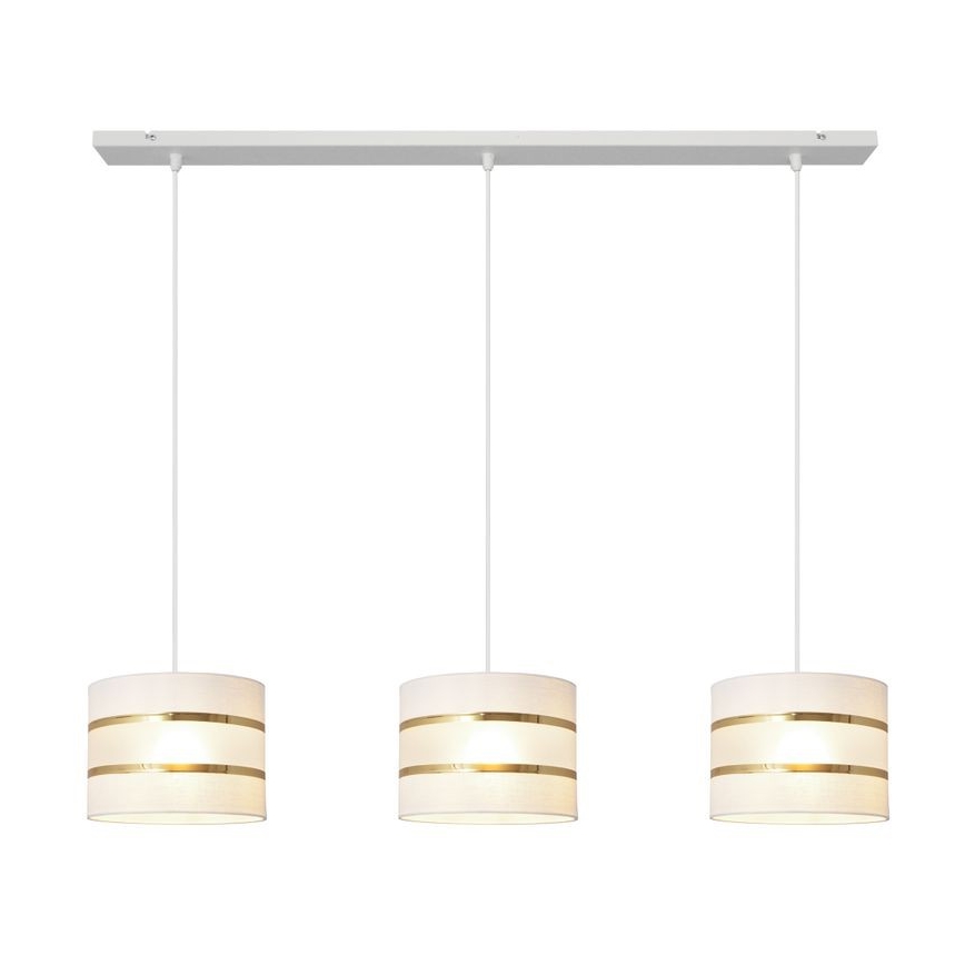 Κρεμαστό φωτιστικό οροφής HELEN 3xE27/15W/230V λευκό/χρυσό