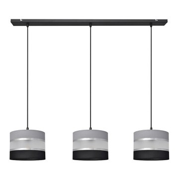 Κρεμαστό φωτιστικό οροφής HELEN 3xE27/15W/230V μαύρο/γκρι/ασημί