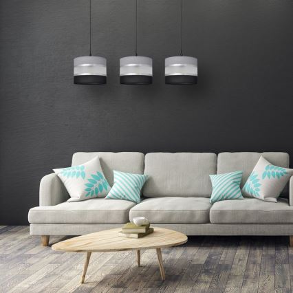 Κρεμαστό φωτιστικό οροφής HELEN 3xE27/15W/230V μαύρο/γκρι/ασημί