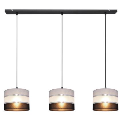 Κρεμαστό φωτιστικό οροφής HELEN 3xE27/15W/230V μαύρο/γκρι/ασημί