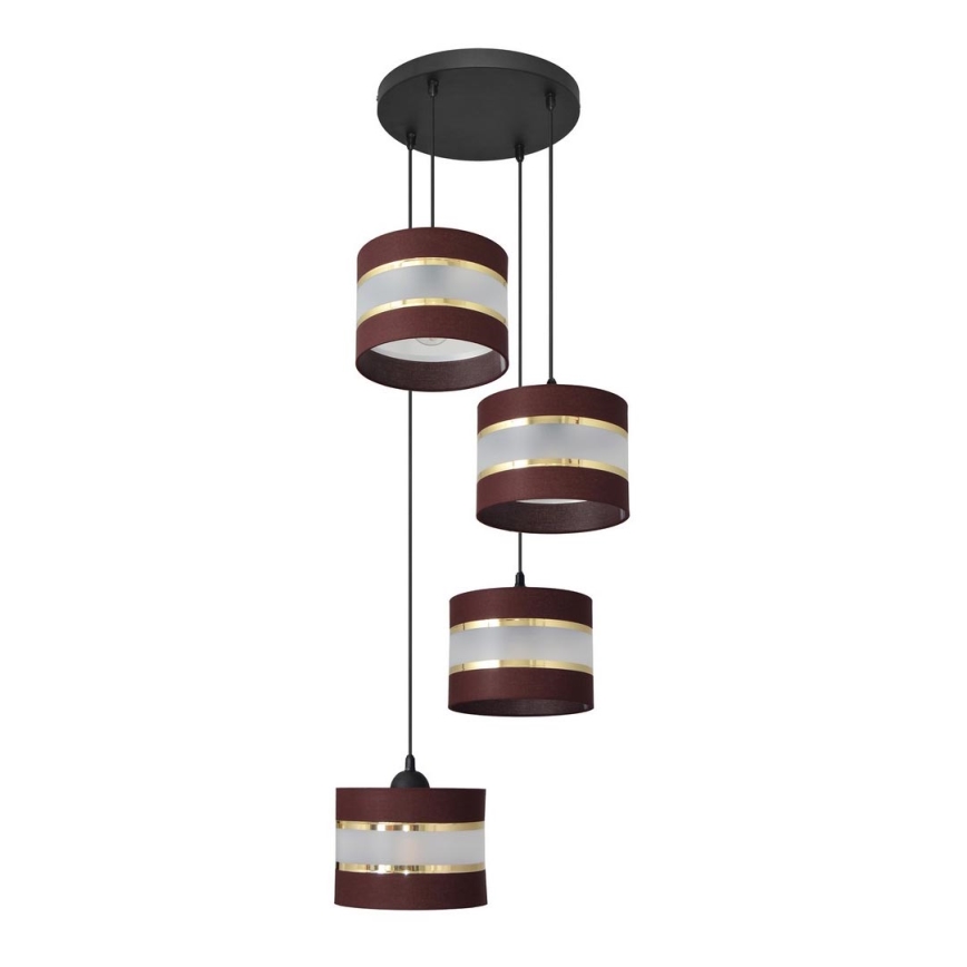 Κρεμαστό φωτιστικό οροφής HELEN 4xE27/15W/230V καφέ/μαύρο/χρυσό