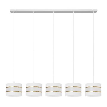 Κρεμαστό φωτιστικό οροφής HELEN 5xE27/15W/230V λευκό/χρυσό