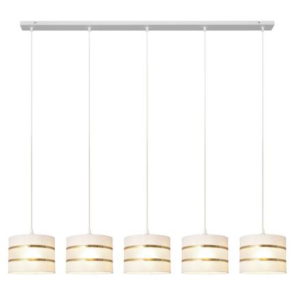 Κρεμαστό φωτιστικό οροφής HELEN 5xE27/15W/230V λευκό/χρυσό