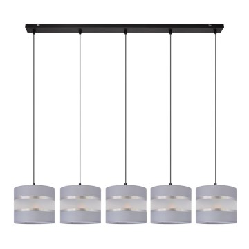 Κρεμαστό φωτιστικό οροφής HELEN 5xE27/15W/230V γκρι/μαύρο