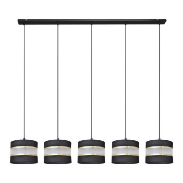 Κρεμαστό φωτιστικό οροφής HELEN 5xE27/15W/230V μαύρο/χρυσό