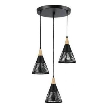 Κρεμαστό φωτιστικό οροφής HIRA 3xE27/60W/230V διάμετρος 40 cm μαύρο