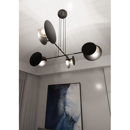 Κρεμαστό φωτιστικό οροφής IDEA 4xE27/15W/230V μαύρο