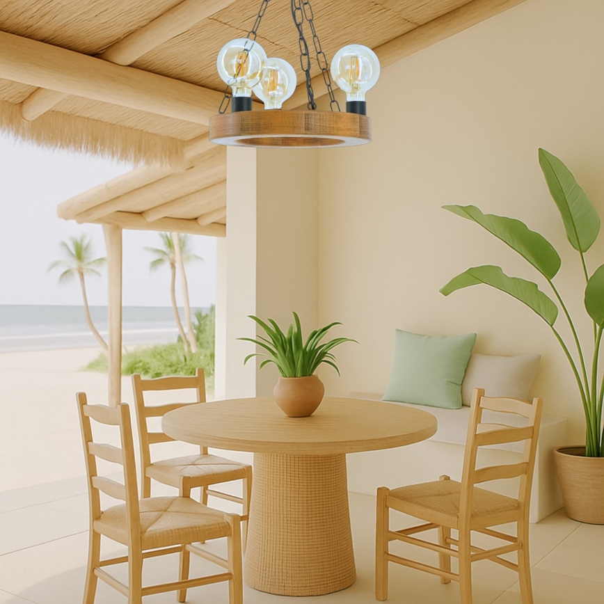 Κρεμαστό φωτιστικό οροφής IOS 3xE27/60W/230V διάμετρος 30 cm οξιά