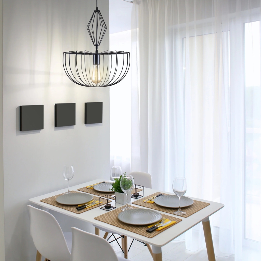 Κρεμαστό φωτιστικό οροφής JASMINA 1xE27/20W/230V διάμετρος 40 cm μαύρο