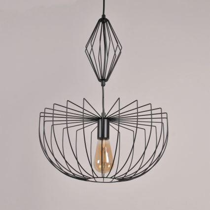 Κρεμαστό φωτιστικό οροφής JASMINA 1xE27/20W/230V διάμετρος 40 cm μαύρο