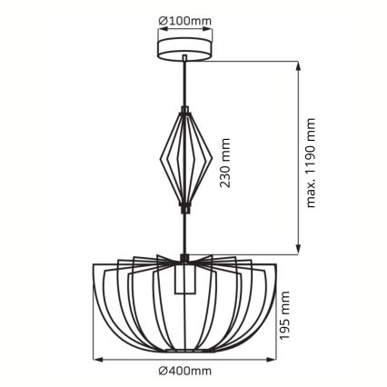 Κρεμαστό φωτιστικό οροφής JASMINA 1xE27/20W/230V διάμετρος 40 cm μαύρο