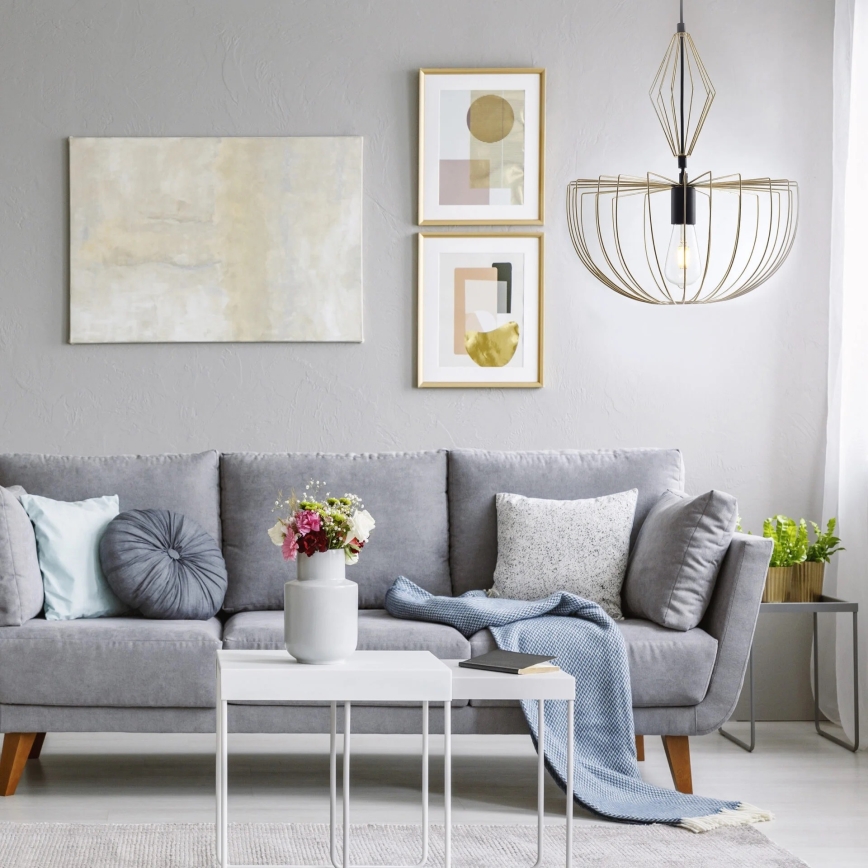 Κρεμαστό φωτιστικό οροφής JASMINA 1xE27/20W/230V διάμετρος 40 cm χρυσό