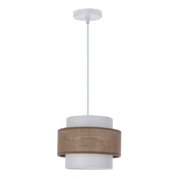 Κρεμαστό φωτιστικό οροφής JUTA 1xE27/40W/230V καφέ/λευκό