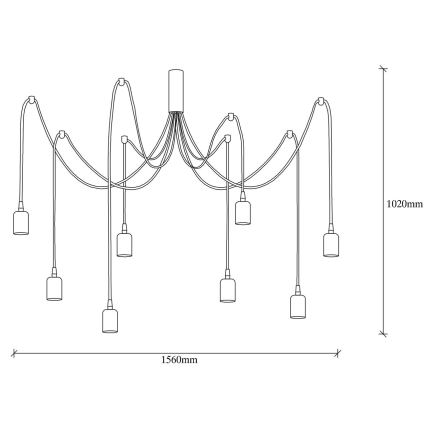 Κρεμαστό φωτιστικό οροφής KABLUNI 8xE27/100W/230V spider