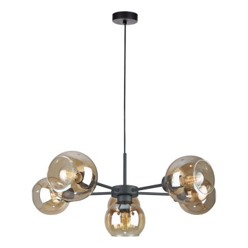 Κρεμαστό φωτιστικό οροφής KALIOPE 6xE27/60W/230V μαύρο/φιμέ μπεζ