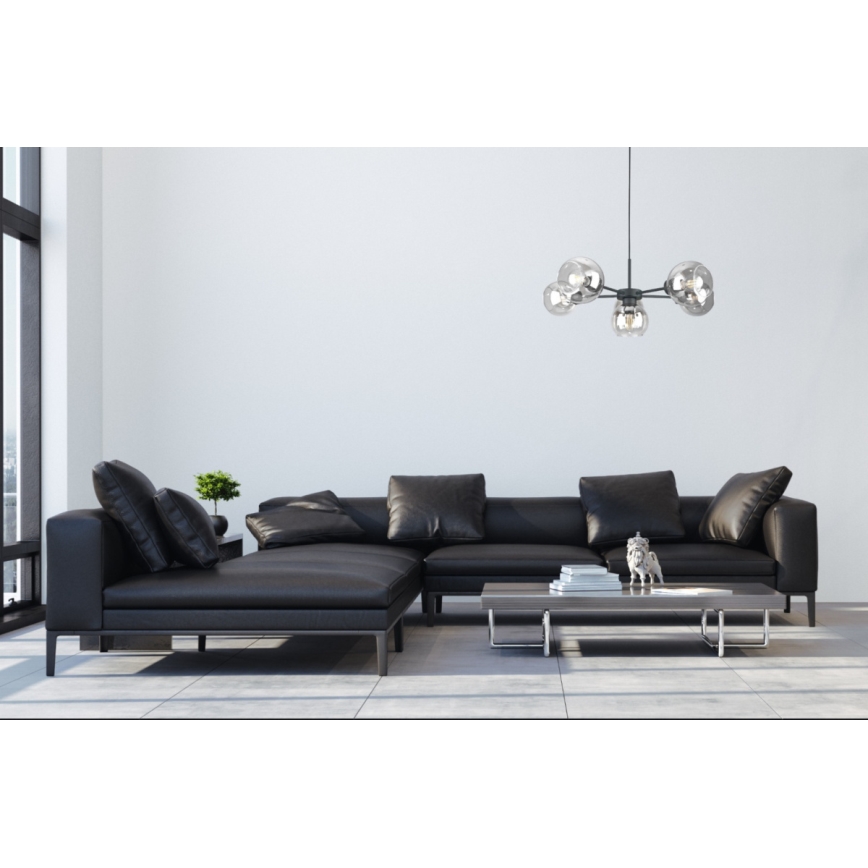 Κρεμαστό φωτιστικό οροφής KALIOPE 6xE27/60W/230V μαύρο/διαφανές