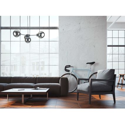 Κρεμαστό φωτιστικό οροφής KALIOPE II 4xE14/50W/230V μαύρο/φιμέ μαύρο