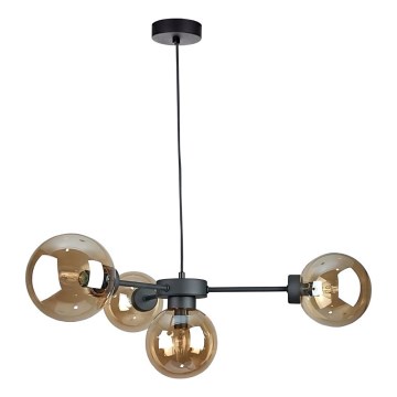 Κρεμαστό φωτιστικό οροφής KALIOPE II 4xE14/50W/230V μαύρο/φιμέ μπεζ