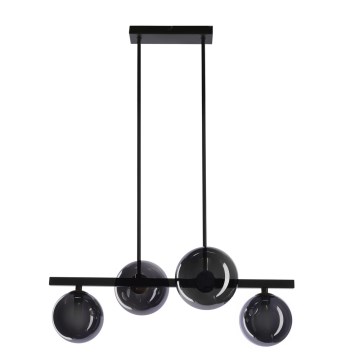 Κρεμαστό φωτιστικό οροφής KAMA 4xG9/28W/230V μαύρο/φιμέ μαύρο