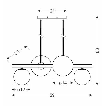 Κρεμαστό φωτιστικό οροφής KAMA 4xG9/28W/230V μαύρο/φιμέ μαύρο