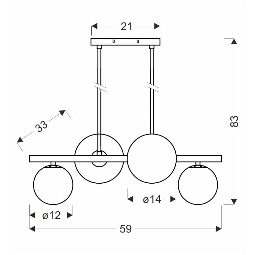 Κρεμαστό φωτιστικό οροφής KAMA 4xG9/28W/230V μαύρο/φιμέ μαύρο