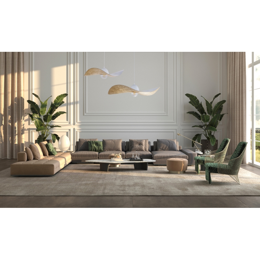 Κρεμαστό φωτιστικό οροφής KAPELLO 1xE27/60W/230V διάμετρος 76 cm λευκό/χρυσαφί