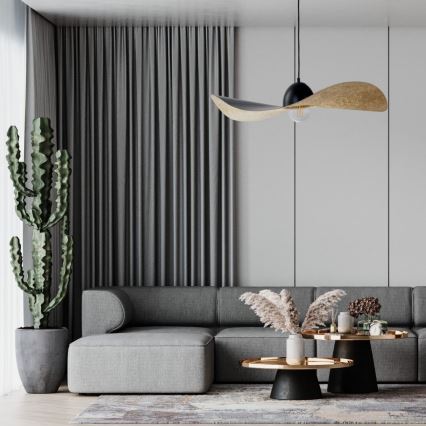 Κρεμαστό φωτιστικό οροφής KAPELLO 1xE27/60W/230V διάμετρος 76 cm μαύρο/χρυσαφί