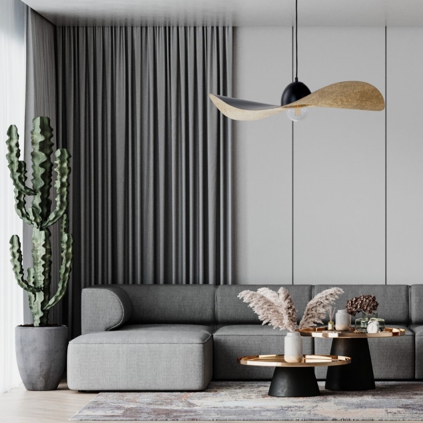 Κρεμαστό φωτιστικό οροφής KAPELLO 1xE27/60W/230V διάμετρος 76 cm μαύρο/χρυσαφί