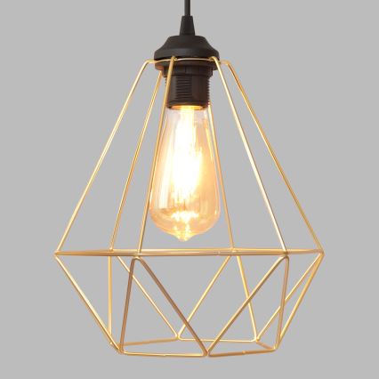 Κρεμαστό φωτιστικό οροφής KARO 1xE27/15W/230V χρυσαφί/μαύρο