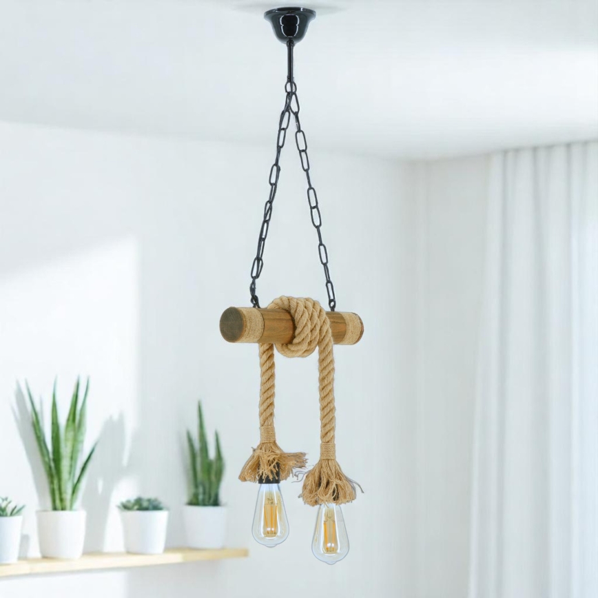 Κρεμαστό φωτιστικό οροφής KOS 2xE27/60W/230V οξιά