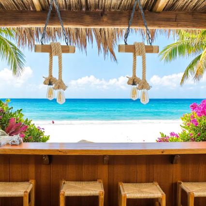 Κρεμαστό φωτιστικό οροφής KOS 2xE27/60W/230V οξιά