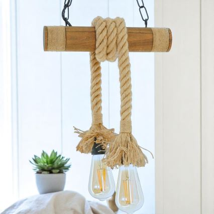 Κρεμαστό φωτιστικό οροφής KOS 2xE27/60W/230V οξιά