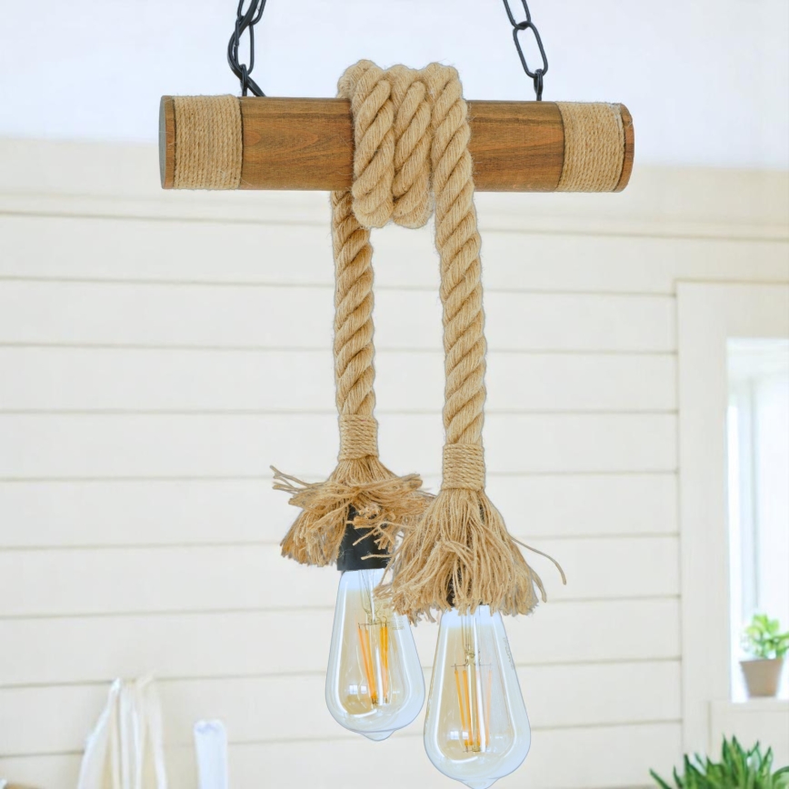 Κρεμαστό φωτιστικό οροφής KOS 2xE27/60W/230V οξιά