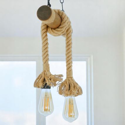 Κρεμαστό φωτιστικό οροφής KOS 2xE27/60W/230V οξιά