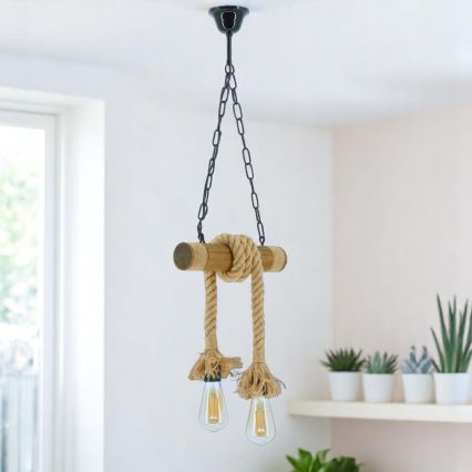 Κρεμαστό φωτιστικό οροφής KOS 2xE27/60W/230V οξιά