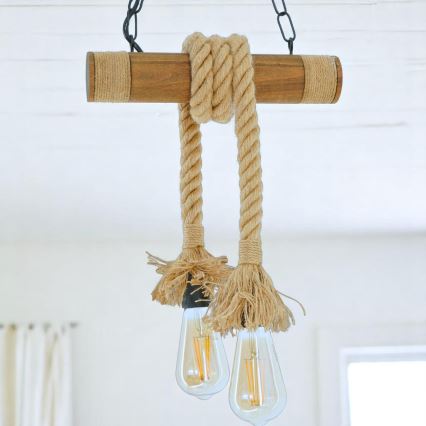 Κρεμαστό φωτιστικό οροφής KOS 2xE27/60W/230V οξιά