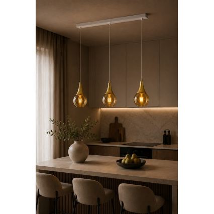 Κρεμαστό φωτιστικό οροφής LACRIMA WHITE 3xE27/60W/230V