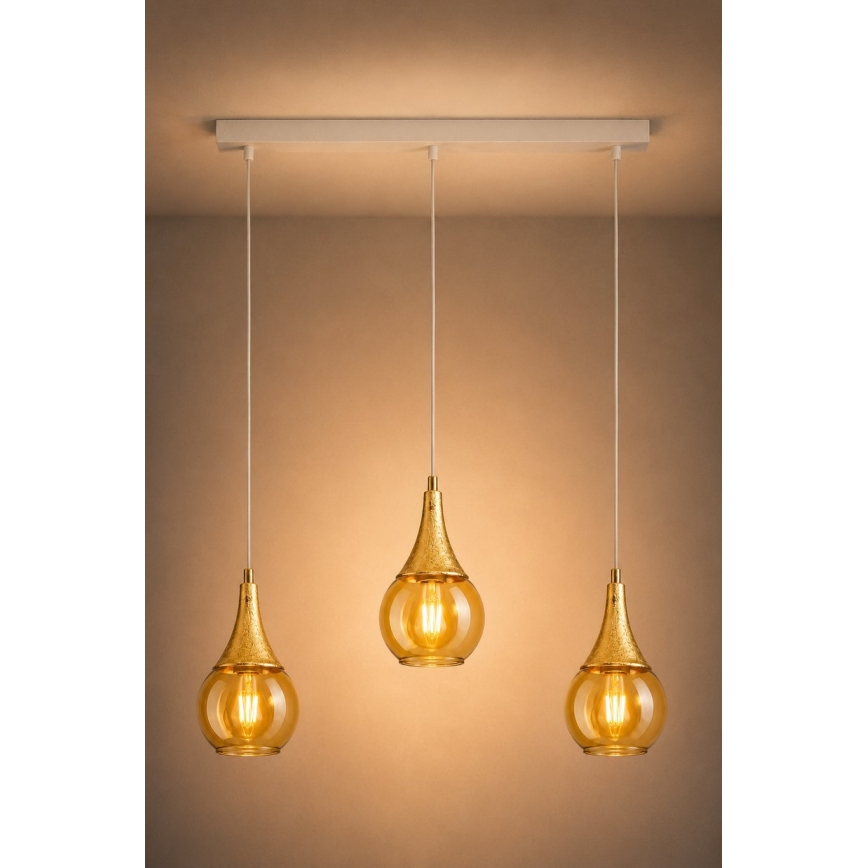 Κρεμαστό φωτιστικό οροφής LACRIMA WHITE 3xE27/60W/230V