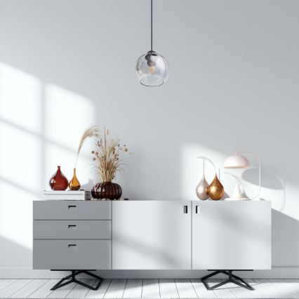 Κρεμαστό φωτιστικό οροφής LATIL 1xE27/60W/230V μαύρο