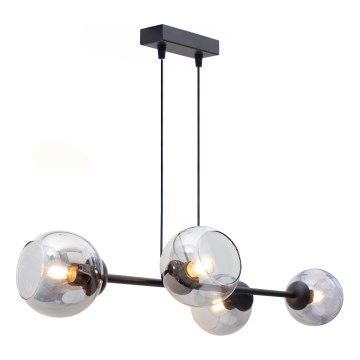 Κρεμαστό φωτιστικό οροφής LATIL 4xE27/60W/230V μαύρο