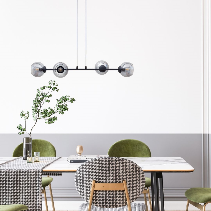 Κρεμαστό φωτιστικό οροφής LATIL 4xE27/60W/230V μαύρο