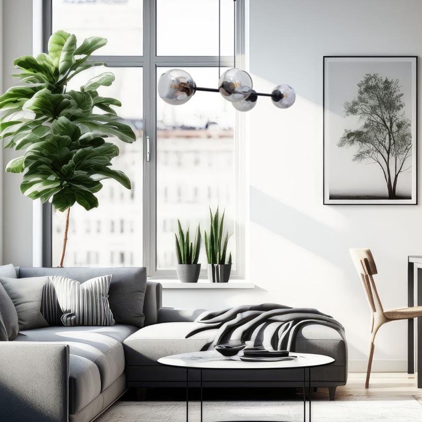 Κρεμαστό φωτιστικό οροφής LATIL 4xE27/60W/230V μαύρο