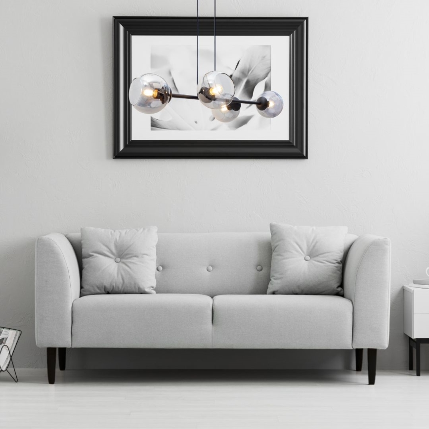 Κρεμαστό φωτιστικό οροφής LATIL 4xE27/60W/230V μαύρο