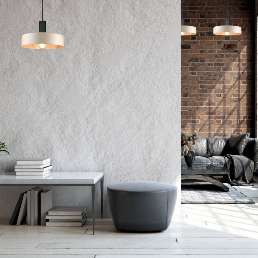 Κρεμαστό φωτιστικό οροφής LATTE 1xE27/60W/230V μπεζ/μαύρο