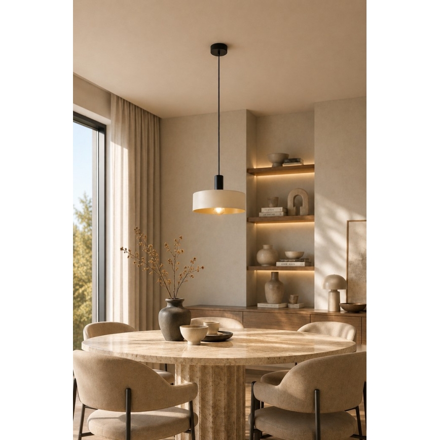 Κρεμαστό φωτιστικό οροφής LATTE 1xE27/60W/230V μπεζ/μαύρο