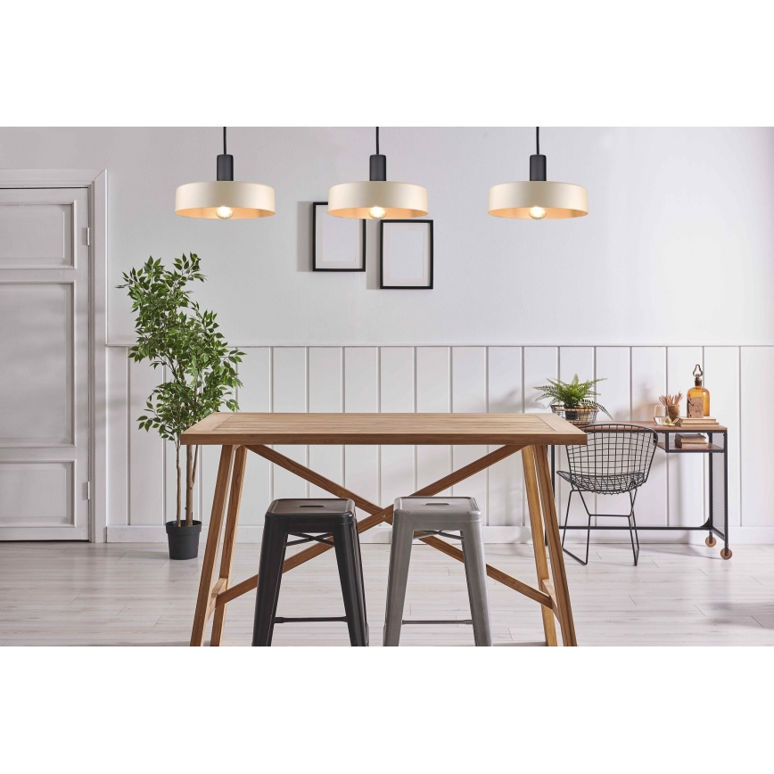 Κρεμαστό φωτιστικό οροφής LATTE 3xE27/60W/230V μπεζ/μαύρο